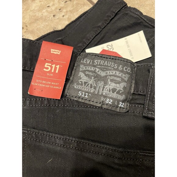 Levis Jeans Mens 32x32 Black 511 Slim Stretch Fit Premium Work Casual NEW - Picture 1 of 11